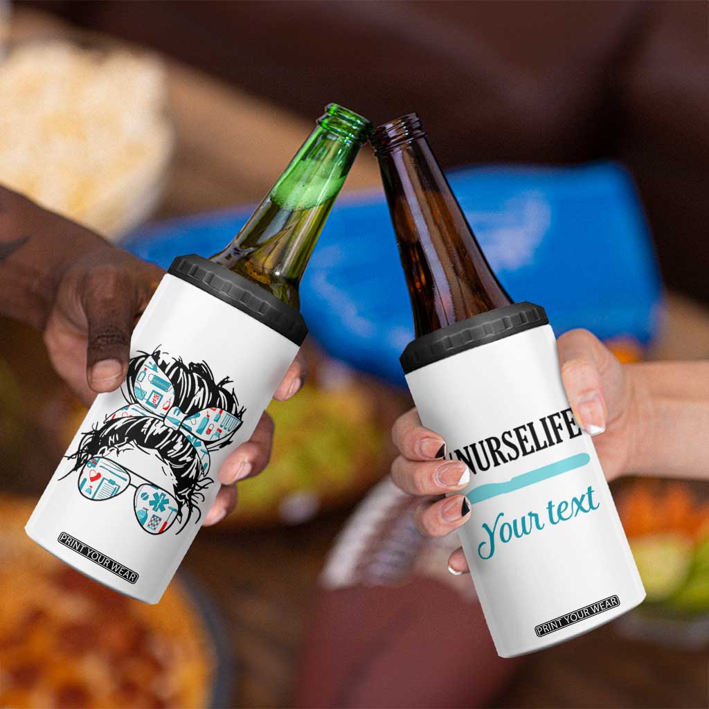 Personalized Nurse Life 4 in 1 Can Cooler Tumbler with Medical Theme Typography TS04 Print Your Wear