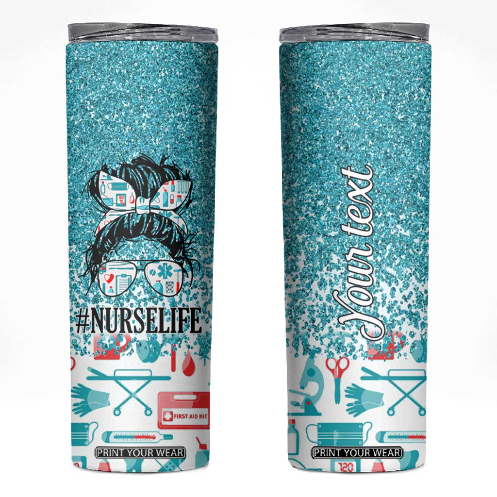 Personalized Nurse Life Skinny Tumbler with Bold Quote Illustration TS04 Multicolor Print Your Wear