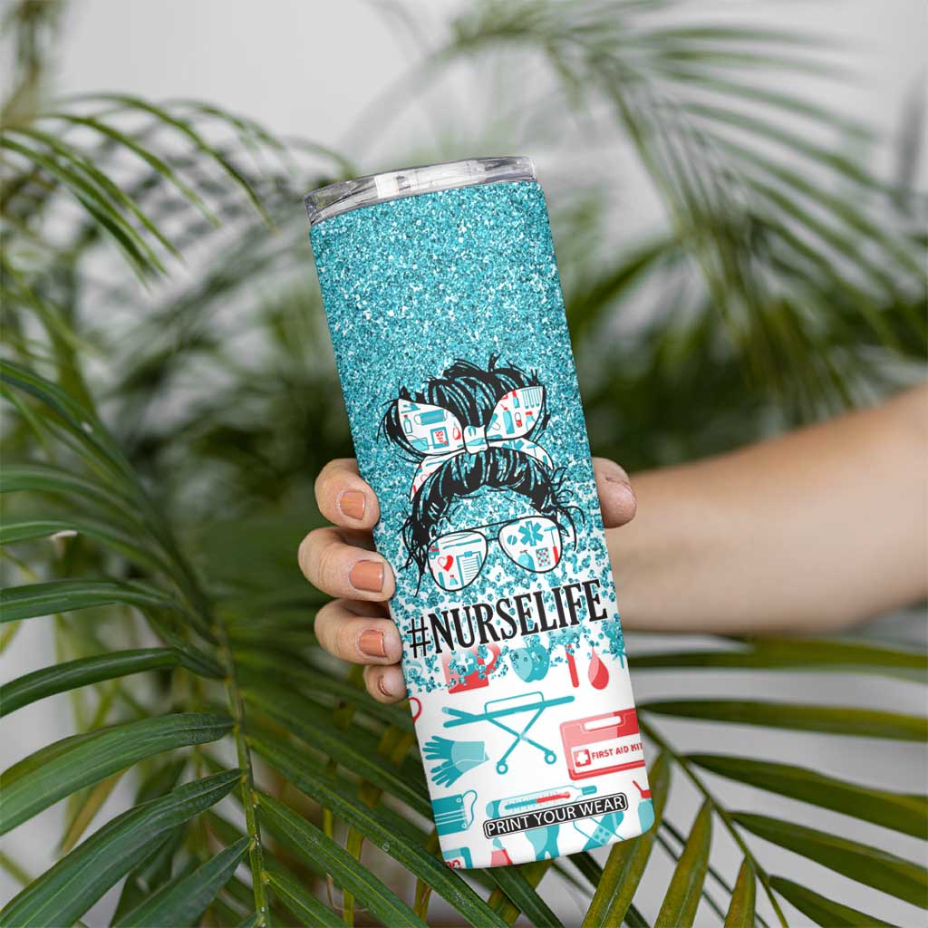 Personalized Nurse Life Skinny Tumbler with Bold Quote Illustration TS04 Print Your Wear