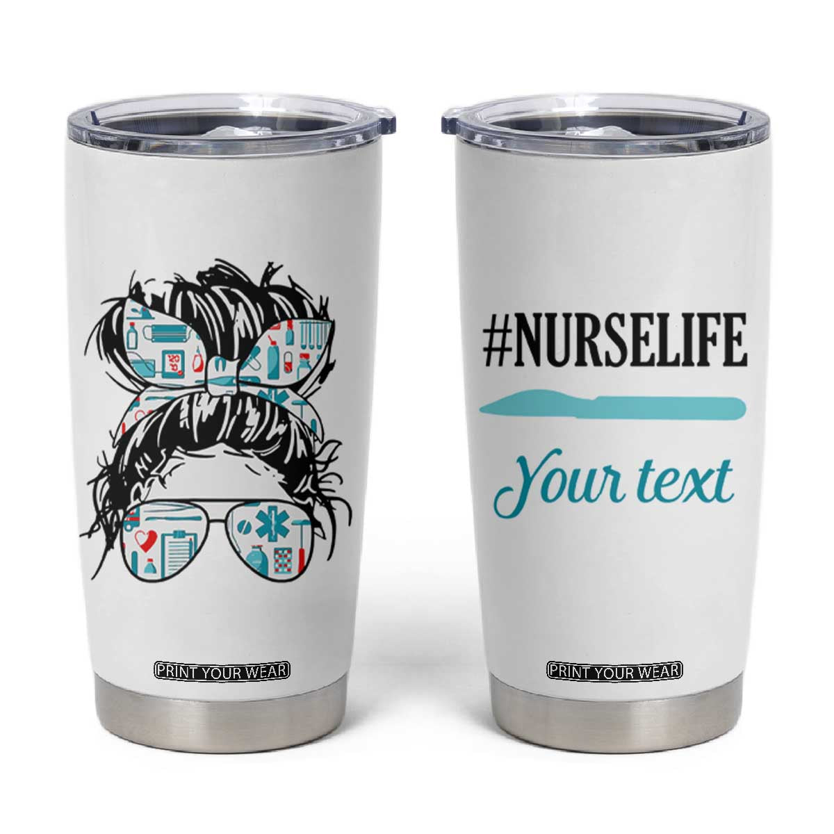 Personalized Nurse Life Tumbler Cup with Medical Theme Typography TS04 Multicolor Print Your Wear