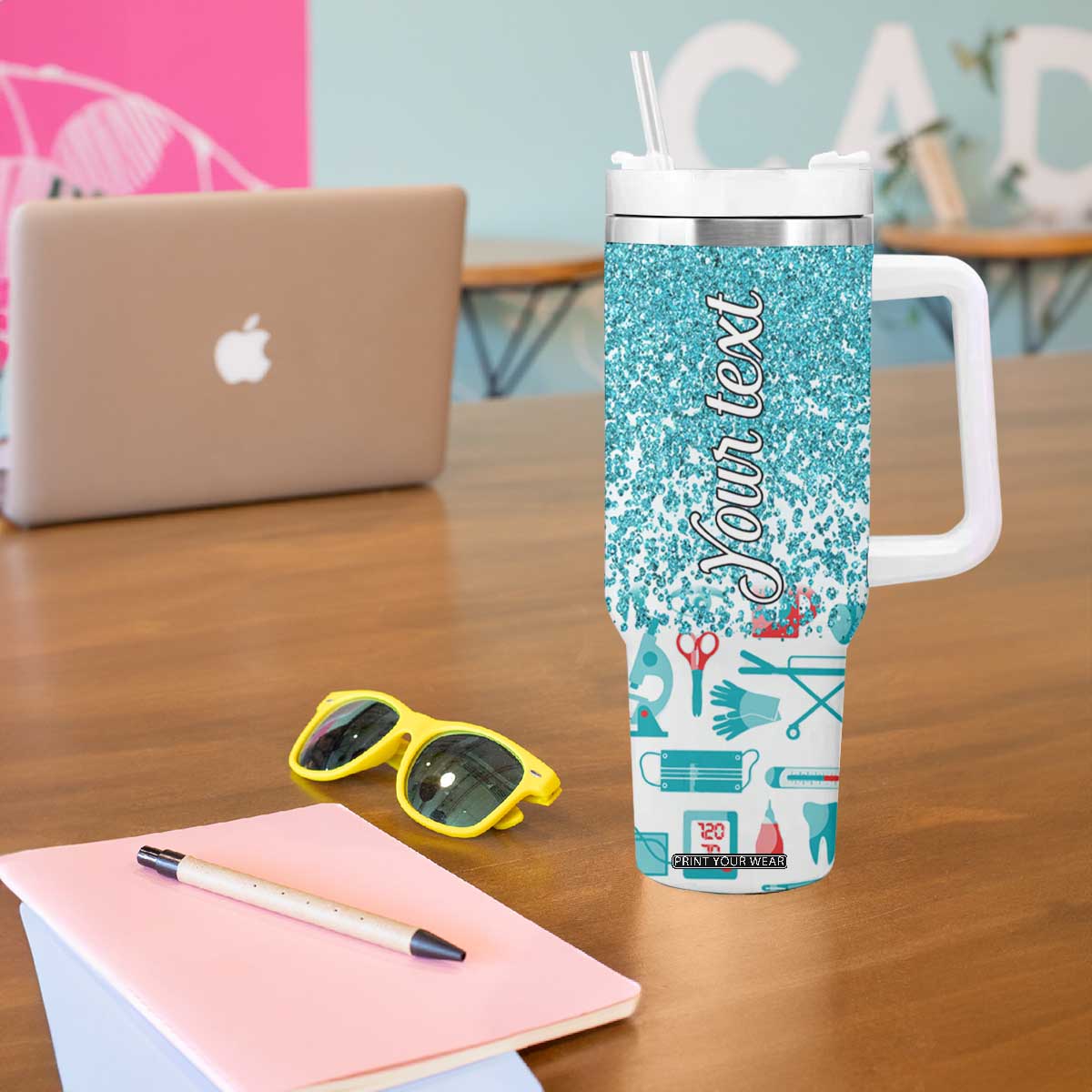 Personalized Nurse Life Tumbler With Handle with Bold Quote Illustration TS04 Print Your Wear