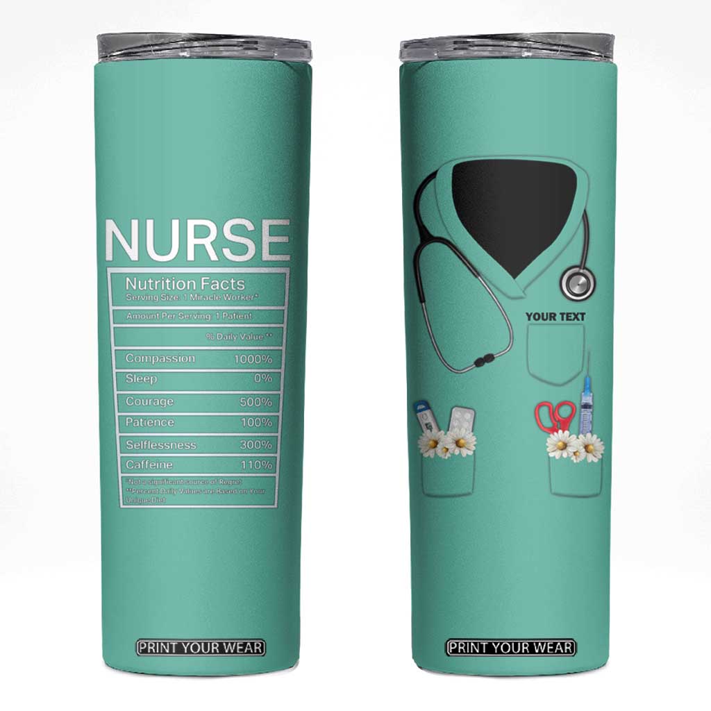 Personalized Nurse Skinny Tumbler Nutrition Facts Uniform Design TS04 Multicolor Print Your Wear