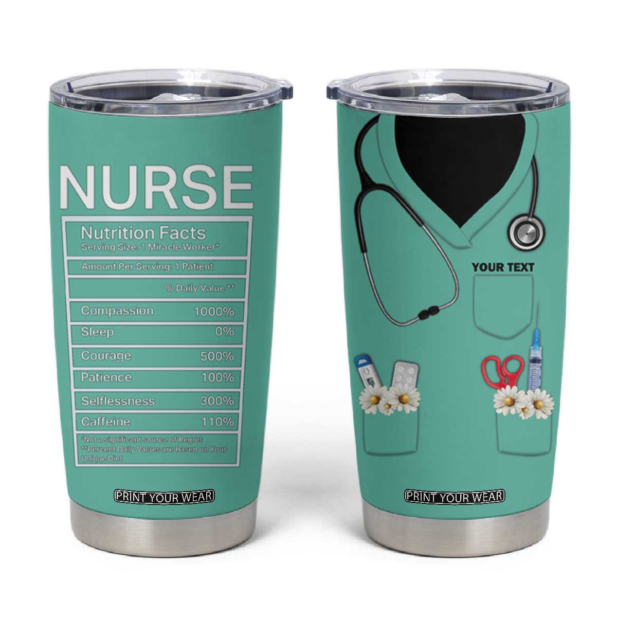 Personalized Nurse Tumbler Cup Nutrition Facts Uniform Design TS04 Multicolor Print Your Wear
