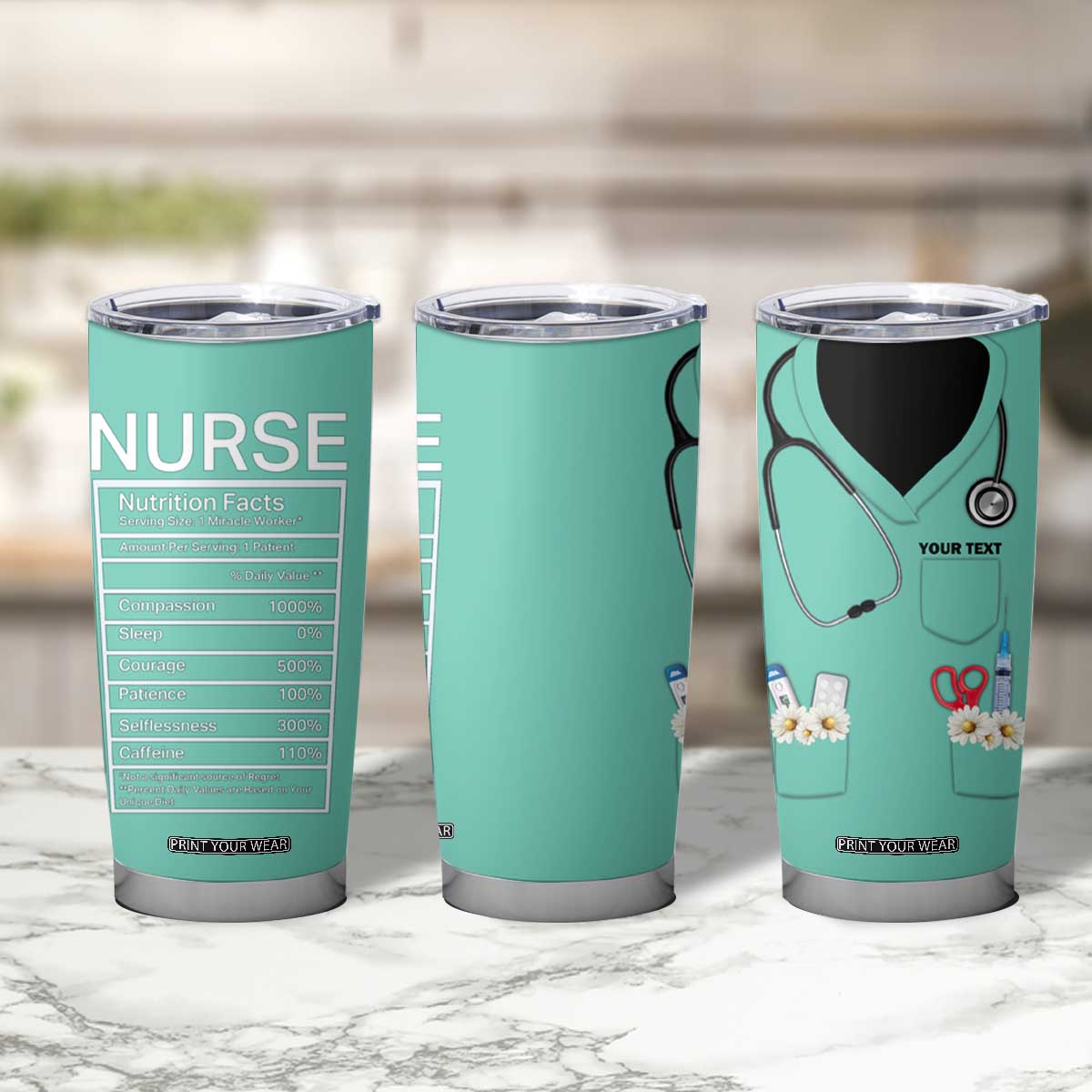 Personalized Nurse Tumbler Cup Nutrition Facts Uniform Design TS04 Print Your Wear