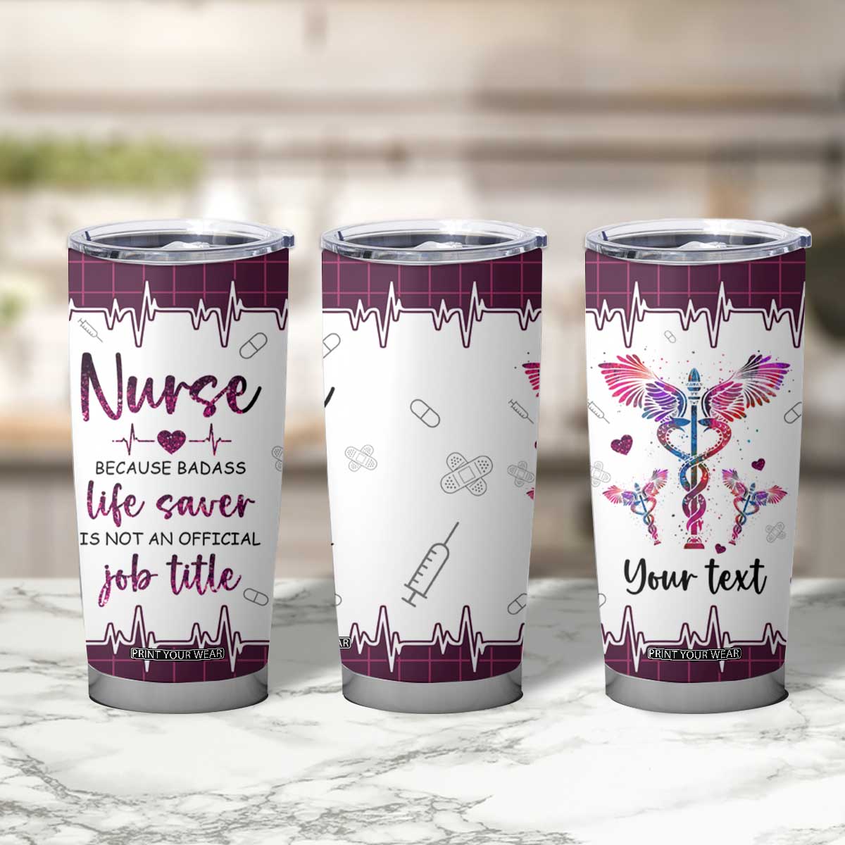 Personalized Nurse Tumbler Cup Quote Because Badass Life Saver Is Not An Official Job Title Design TS04 Print Your Wear