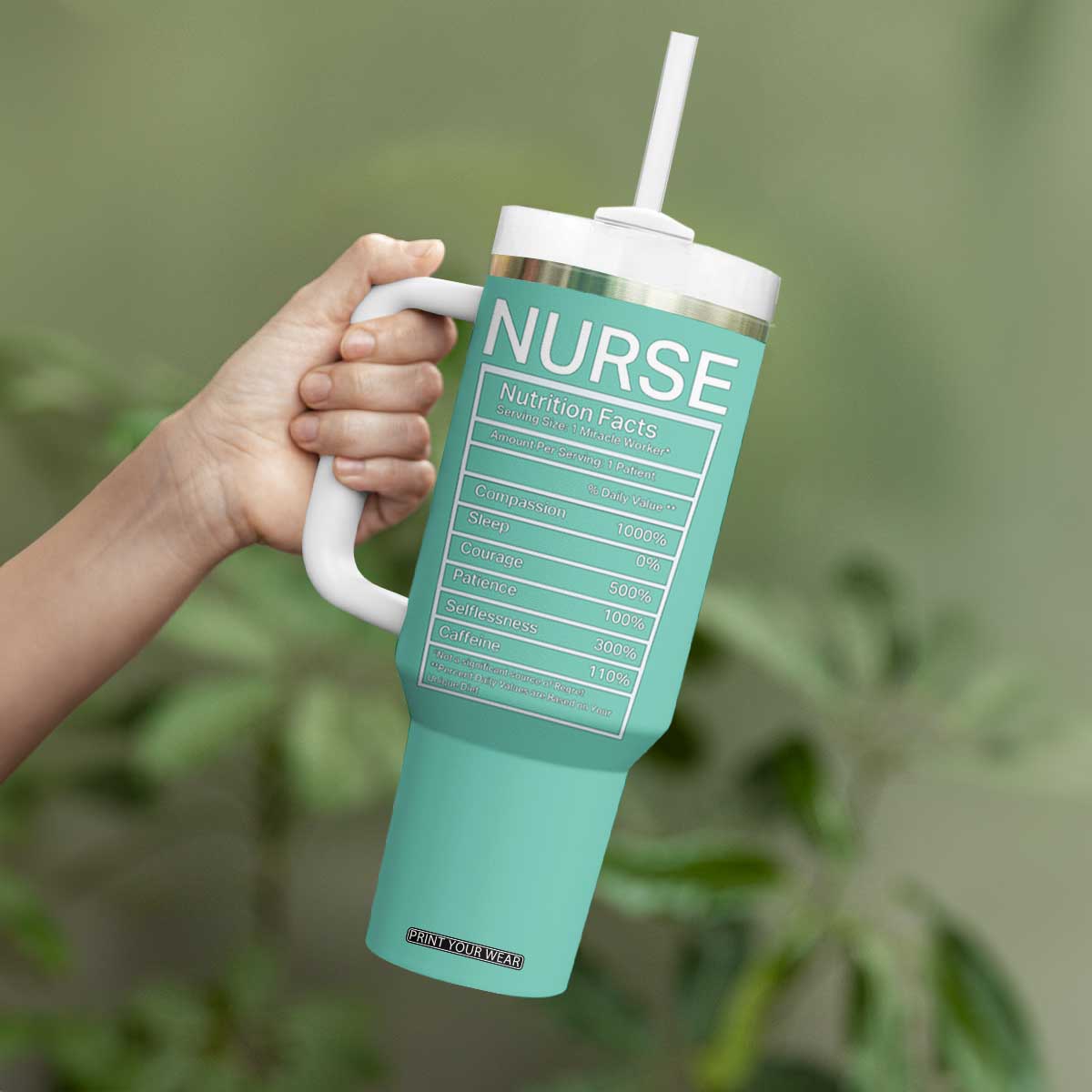 Personalized Nurse Tumbler With Handle Nutrition Facts Uniform Design TS04 Print Your Wear