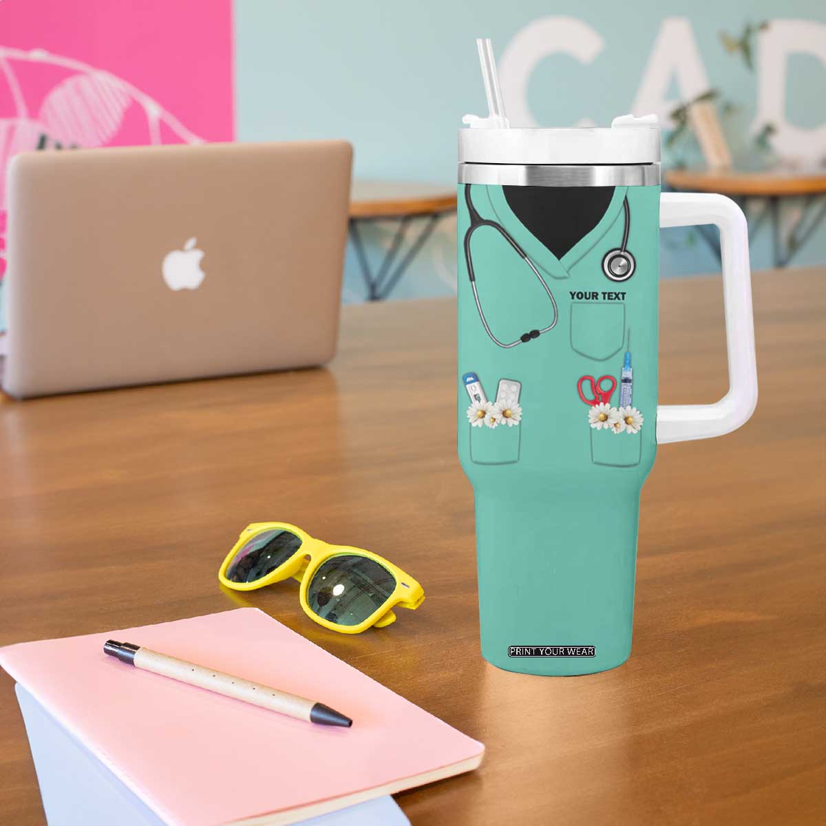 Personalized Nurse Tumbler With Handle Nutrition Facts Uniform Design TS04 Print Your Wear