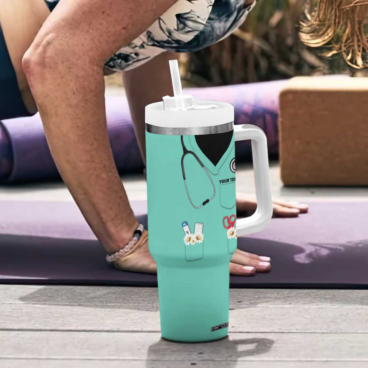 Personalized Nurse Tumbler With Handle Nutrition Facts Uniform Design TS04 Print Your Wear
