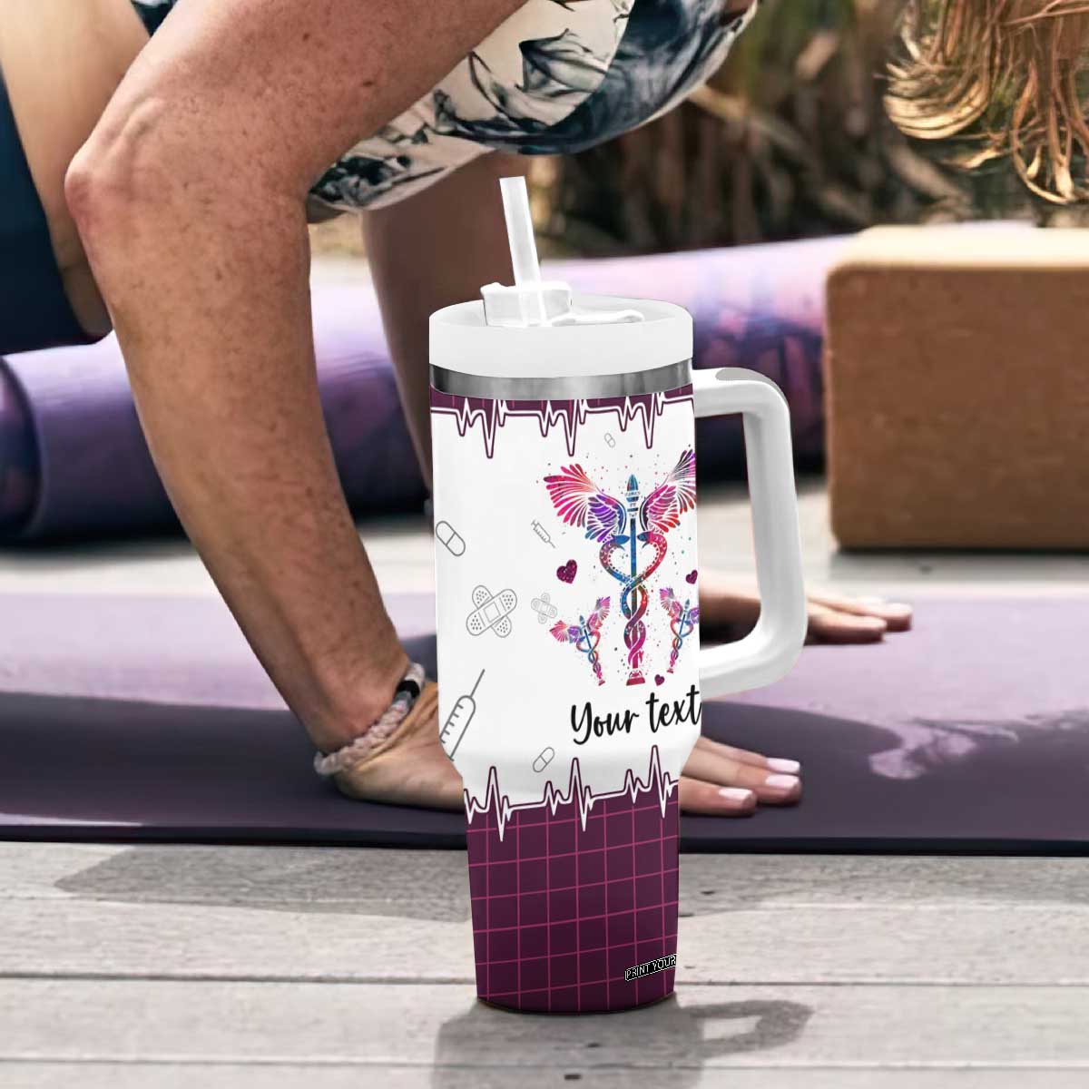 Personalized Nurse Tumbler With Handle Quote Because Badass Life Saver Is Not An Official Job Title Design TS04 Print Your Wear