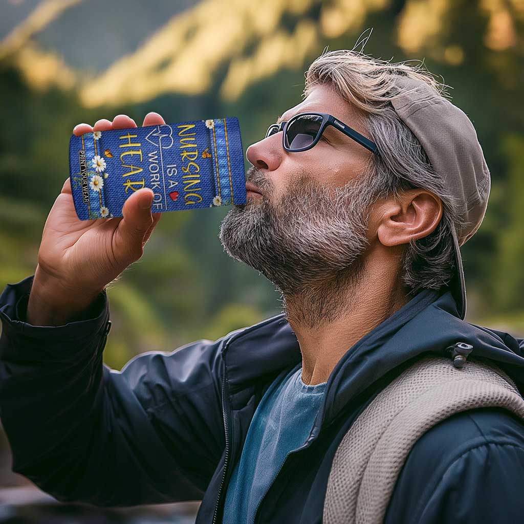 Personalized Nursing 4 in 1 Can Cooler Tumbler Quote Nursing Is A Work Of Heart Typography TS04 Print Your Wear