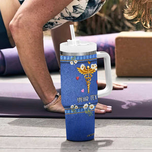 Personalized Nursing Tumbler With Handle Quote Nursing Is A Work Of Heart Typography TS04 Print Your Wear