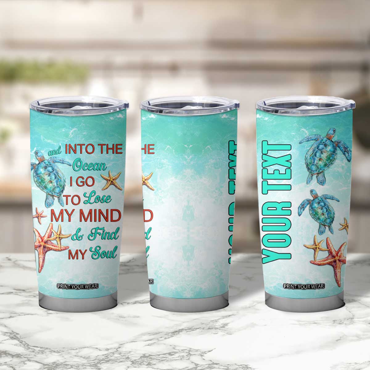 Personalized Ocean Quote Tumbler Cup And Into The Ocean I Go To Lose My Mind And Find My Soul TS04 Print Your Wear