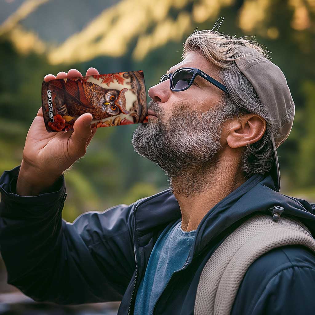 Personalized Owl 4 in 1 Can Cooler Tumbler with Leather Carving Artistic Design TS04 Print Your Wear