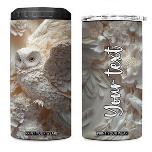 Personalized Owl 4 in 1 Can Cooler Tumbler with Plaster Carving Style Illustration TS04 One Size: 16 oz Multicolor Print Your Wear