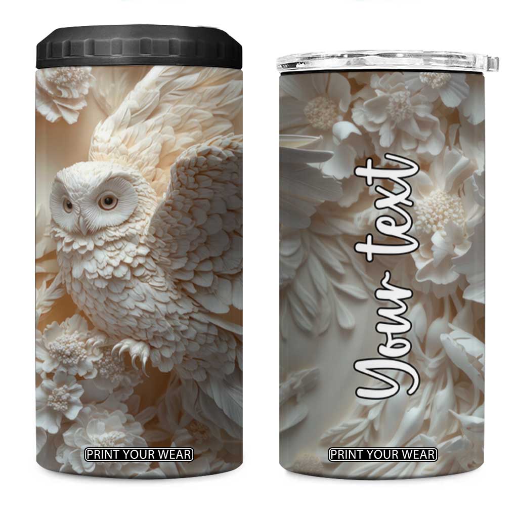 Personalized Owl 4 in 1 Can Cooler Tumbler with Plaster Carving Style Illustration TS04 One Size: 16 oz Multicolor Print Your Wear