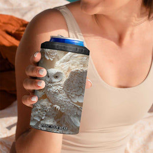 Personalized Owl 4 in 1 Can Cooler Tumbler with Plaster Carving Style Illustration TS04 Print Your Wear