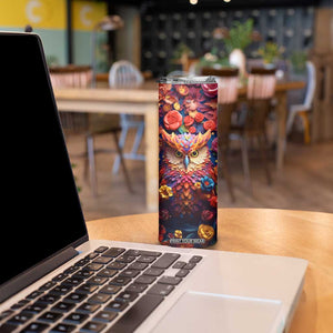 Personalized Owl Skinny Tumbler in Colorful Garden with Plaster Carving Design TS04 Print Your Wear