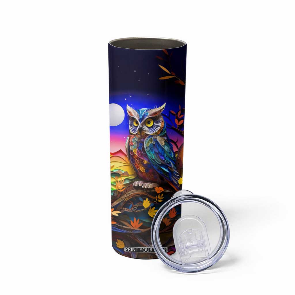 Personalized Owl Skinny Tumbler in Night Forest with Paper Quilling Design TS04 Print Your Wear
