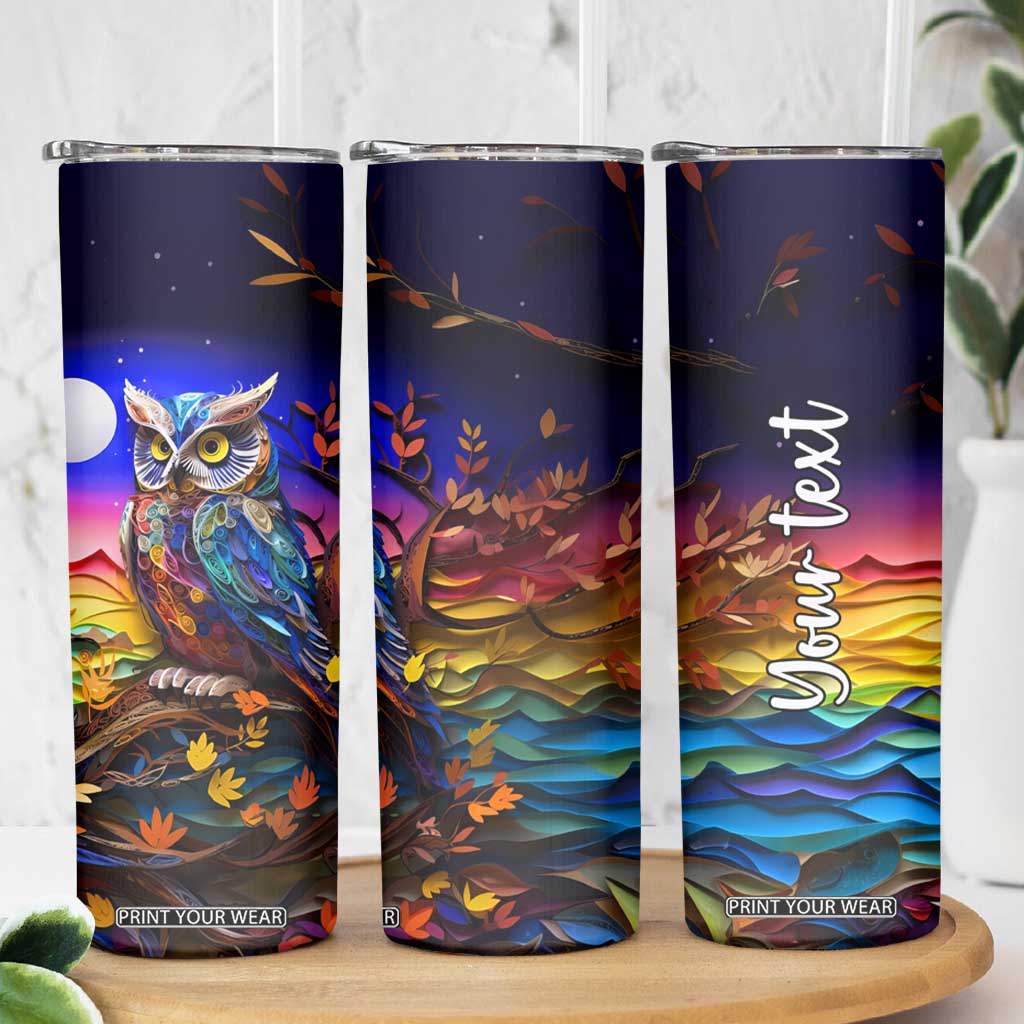 Personalized Owl Skinny Tumbler in Night Forest with Paper Quilling Design TS04 Print Your Wear