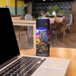 Personalized Owl Skinny Tumbler in Night Forest with Paper Quilling Design TS04 Print Your Wear