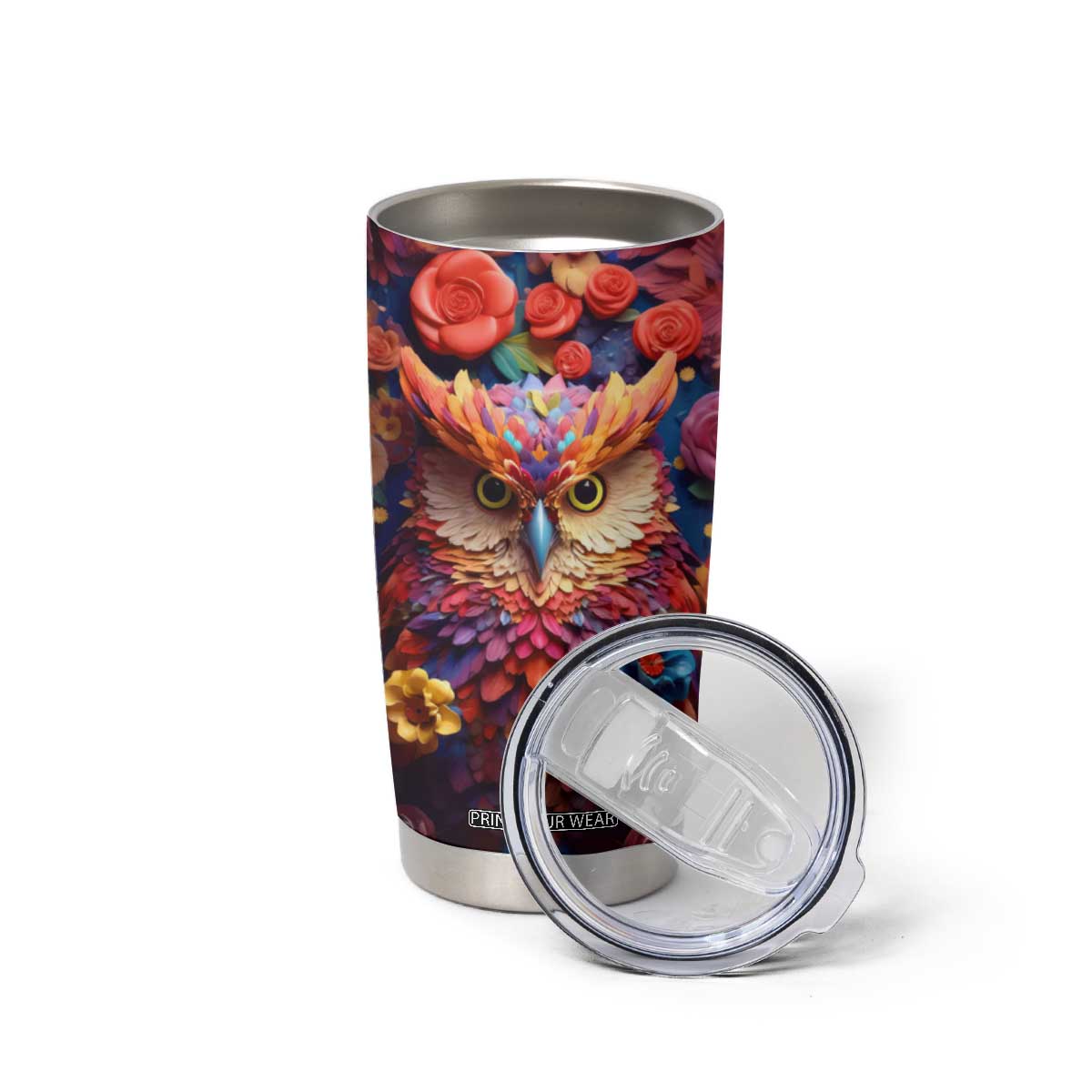 Personalized Owl Tumbler Cup in Colorful Garden with Plaster Carving Design TS04 Print Your Wear