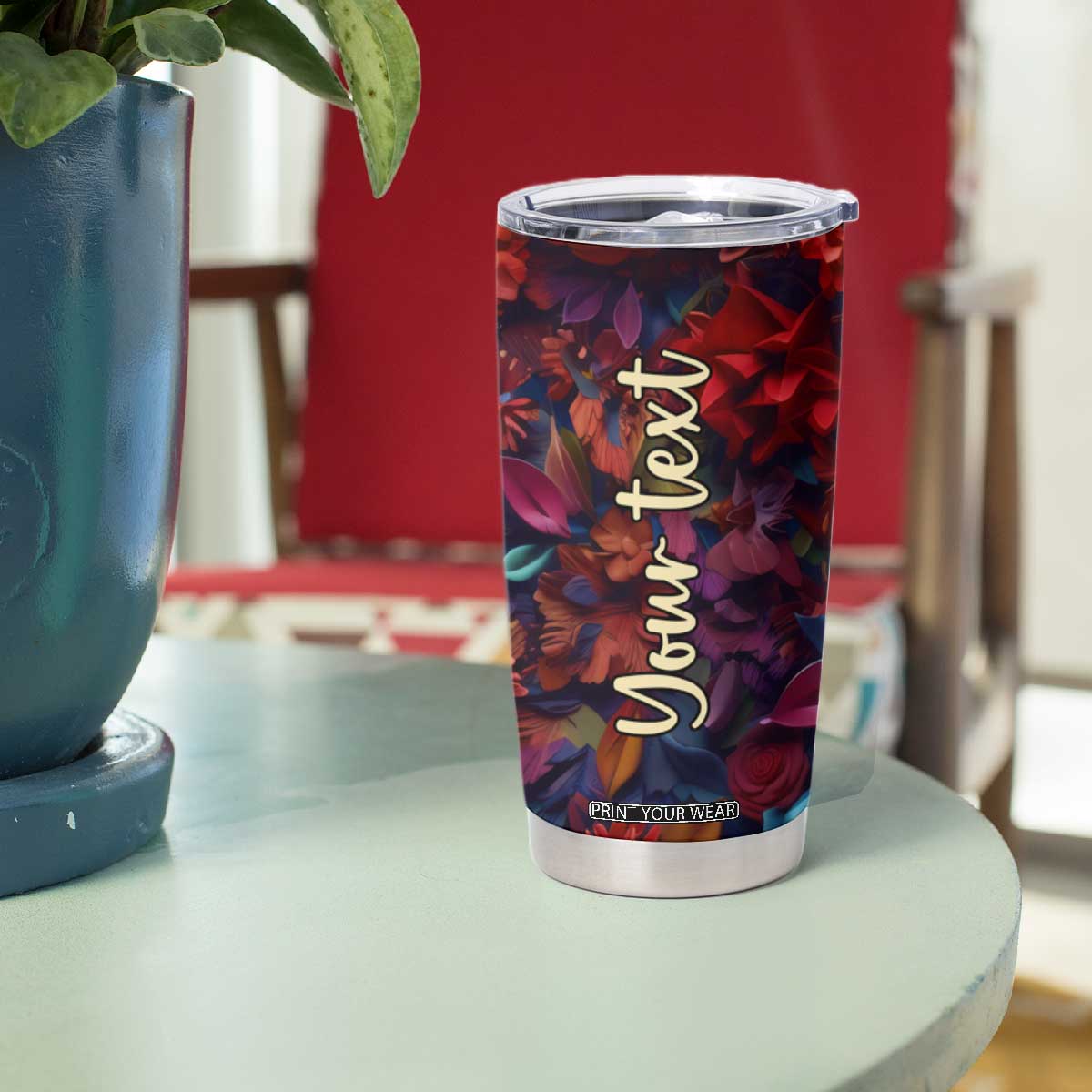 Personalized Owl Tumbler Cup in Colorful Garden with Plaster Carving Design TS04 Print Your Wear