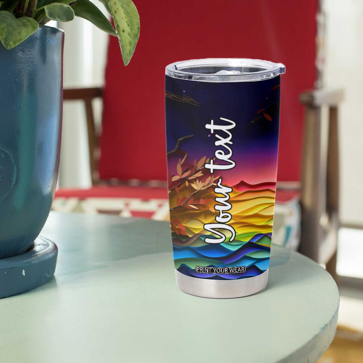 Personalized Owl Tumbler Cup in Night Forest with Paper Quilling Design TS04 Print Your Wear