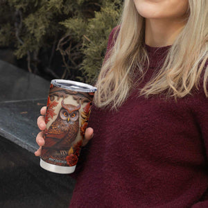 Personalized Owl Tumbler Cup with Leather Carving Artistic Design TS04 Print Your Wear