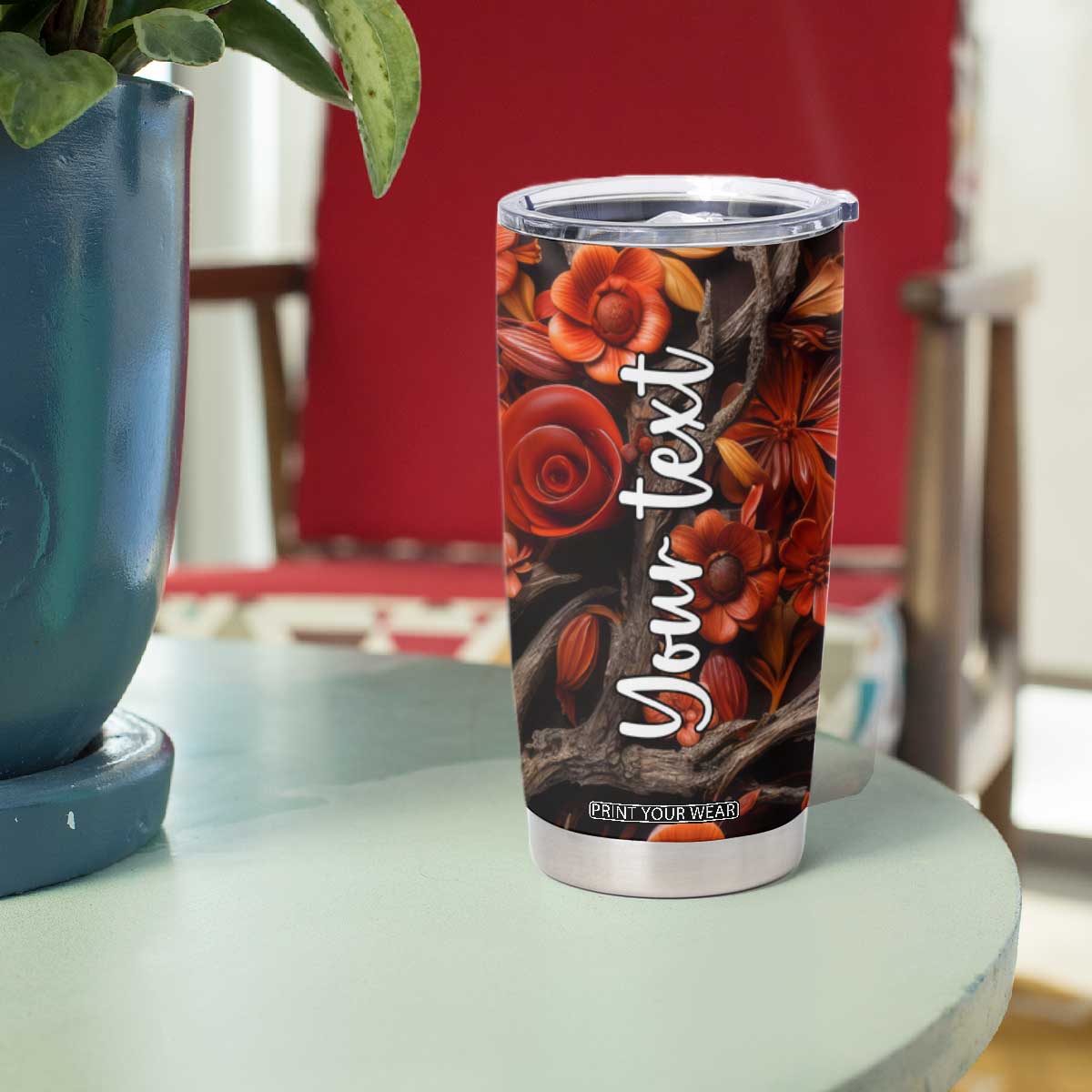 Personalized Owl Tumbler Cup with Leather Carving Artistic Design TS04 Print Your Wear