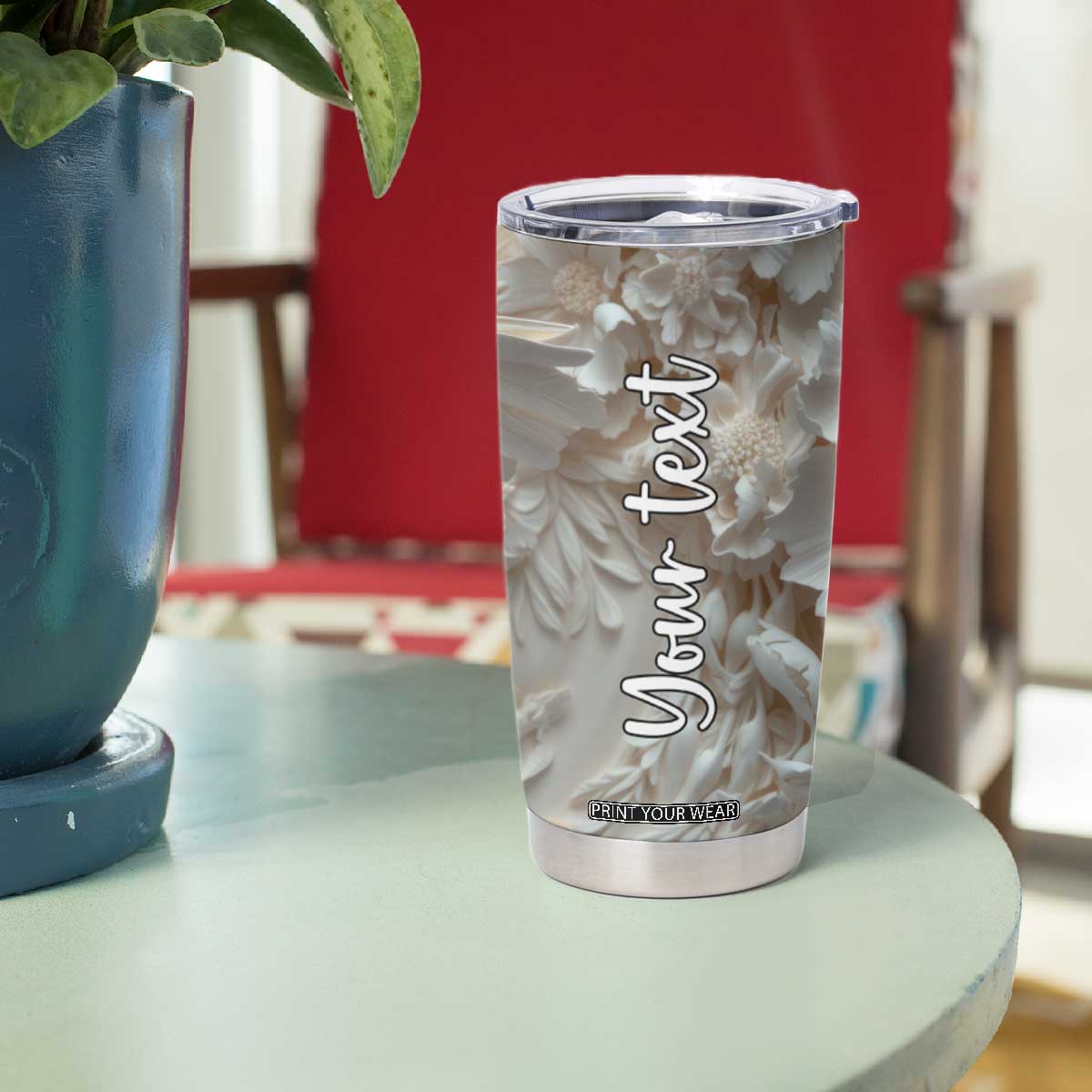 Personalized Owl Tumbler Cup with Plaster Carving Style Illustration TS04 Print Your Wear