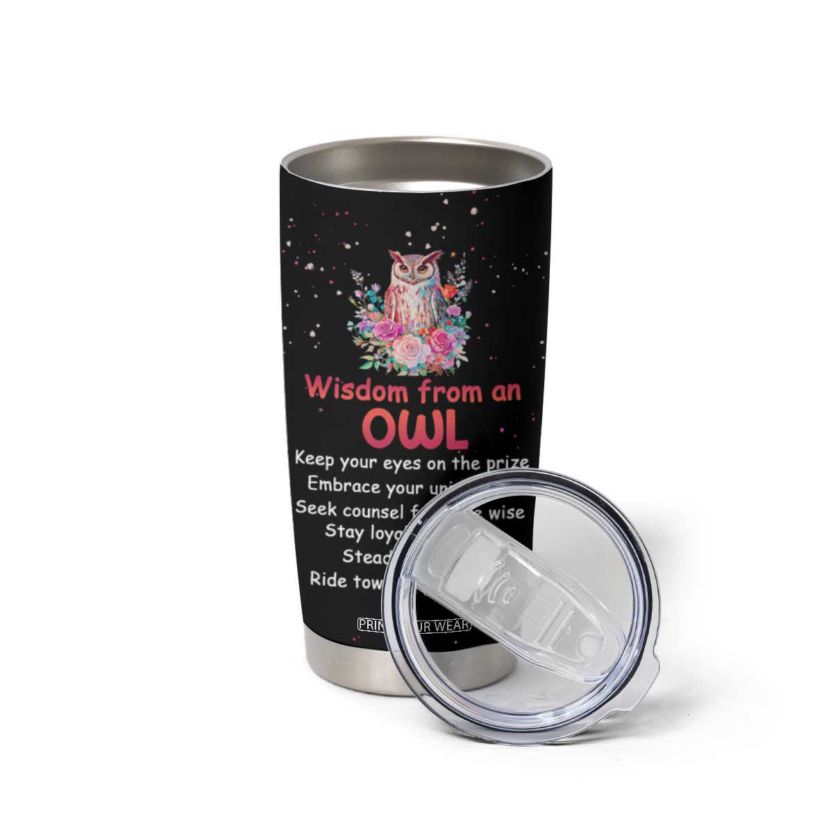 Personalized Owl Tumbler Cup with Wisdom From An Owl Message TS04 Print Your Wear