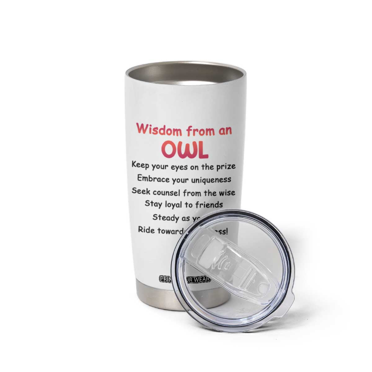 Personalized Owl Tumbler Cup with Wisdom From An Owl Quote TS04 Print Your Wear
