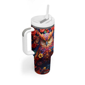 Personalized Owl Tumbler With Handle in Colorful Garden with Plaster Carving Design TS04 Print Your Wear