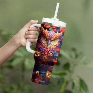 Personalized Owl Tumbler With Handle in Colorful Garden with Plaster Carving Design TS04 Print Your Wear