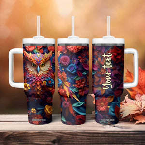 Personalized Owl Tumbler With Handle in Colorful Garden with Plaster Carving Design TS04 Print Your Wear