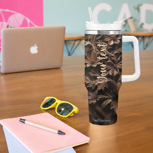 Personalized Owl Tumbler With Handle in Night Forest with Leather Carving Style TS04 Print Your Wear