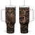 Personalized Owl Tumbler With Handle in Night Forest with Leather Carving Style TS04 One Size: 40 oz Multicolor Print Your Wear