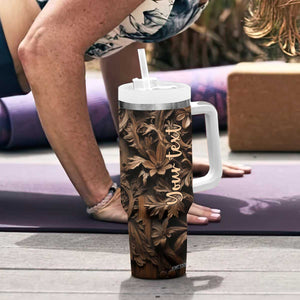 Personalized Owl Tumbler With Handle in Night Forest with Leather Carving Style TS04 Print Your Wear