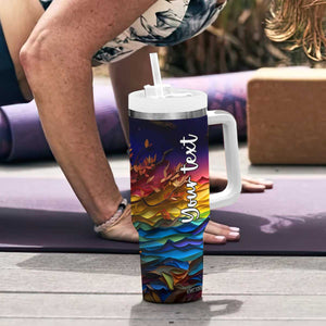 Personalized Owl Tumbler With Handle in Night Forest with Paper Quilling Design TS04 Print Your Wear