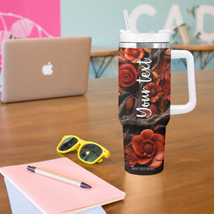 Personalized Owl Tumbler With Handle with Leather Carving Artistic Design TS04 Print Your Wear