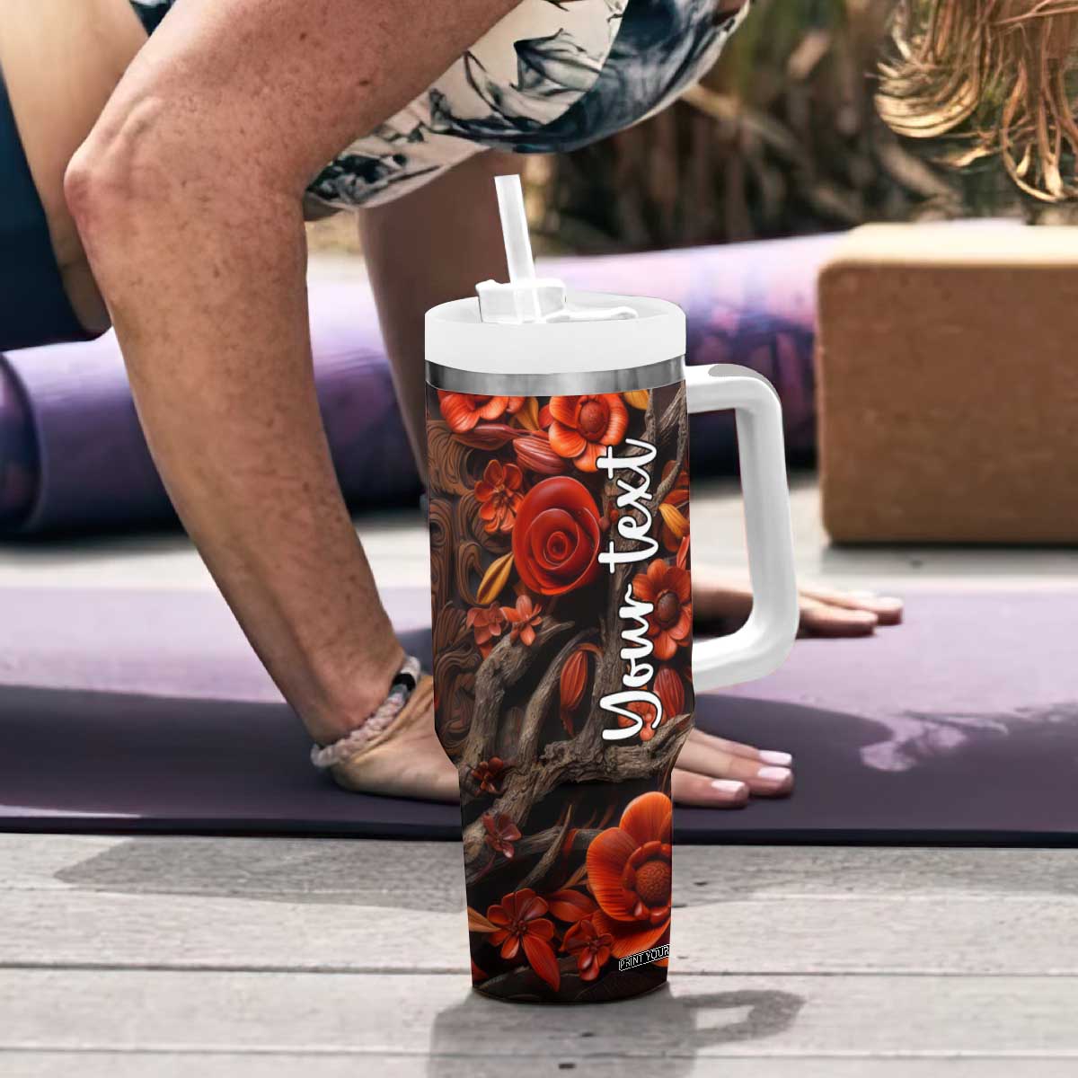 Personalized Owl Tumbler With Handle with Leather Carving Artistic Design TS04 Print Your Wear