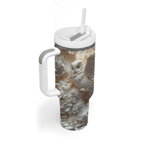 Personalized Owl Tumbler With Handle with Plaster Carving Style Illustration TS04 Print Your Wear