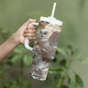Personalized Owl Tumbler With Handle with Plaster Carving Style Illustration TS04 Print Your Wear