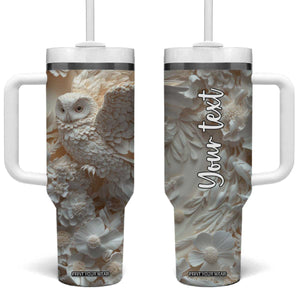 Personalized Owl Tumbler With Handle with Plaster Carving Style Illustration TS04 One Size: 40 oz Multicolor Print Your Wear