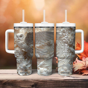 Personalized Owl Tumbler With Handle with Plaster Carving Style Illustration TS04 Print Your Wear