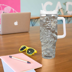 Personalized Owl Tumbler With Handle with Plaster Carving Style Illustration TS04 Print Your Wear
