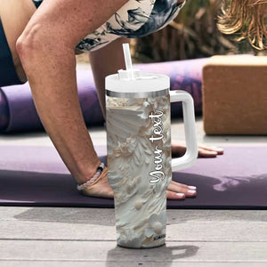Personalized Owl Tumbler With Handle with Plaster Carving Style Illustration TS04 Print Your Wear