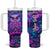 Personalized Owl Tumbler With Handle with Purple Pink Flowers Paper Quilling Style TS04 One Size: 40 oz Multicolor Print Your Wear