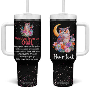 Personalized Owl Tumbler With Handle with Wisdom From An Owl Message TS04 One Size: 40 oz Multicolor Print Your Wear