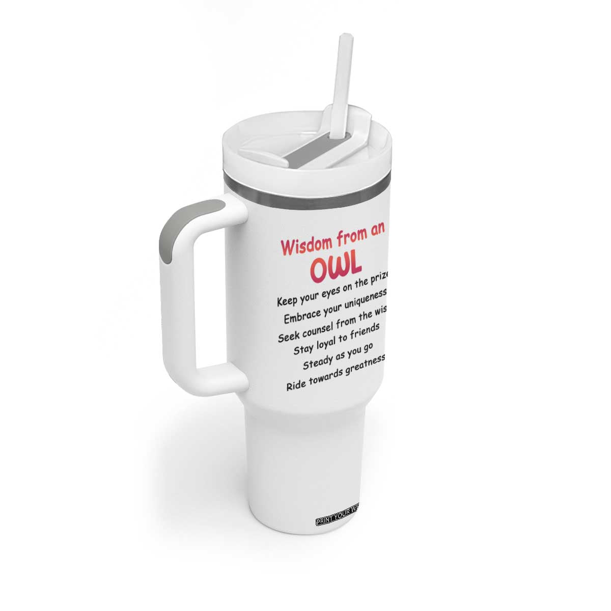 Personalized Owl Tumbler With Handle with Wisdom From An Owl Quote TS04 Print Your Wear